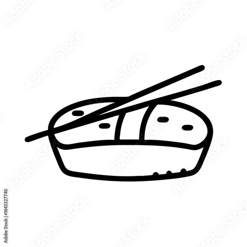 Black and White Outline Fast Food and Street Food Icons — Burger, Hot Dog, Pizza Slice, Whole Pizza, Taco, Sandwich, French Fries, Fried Chicken Drumstick, Sushi Roll, Noodles in Takeout Box, Kebab Sk