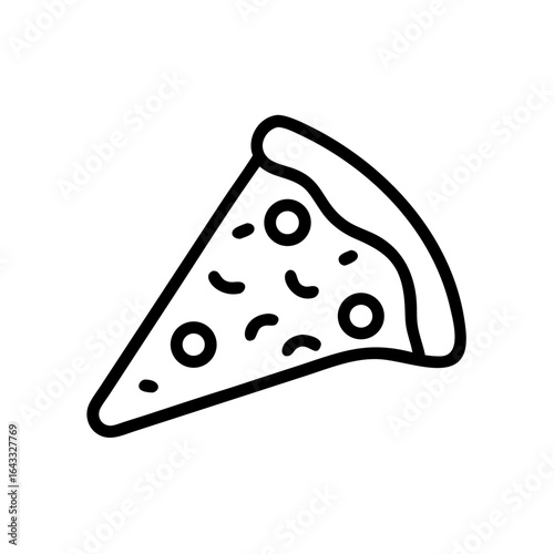 Black and White Outline Fast Food and Street Food Icons — Burger, Hot Dog, Pizza Slice, Whole Pizza, Taco, Sandwich, French Fries, Fried Chicken Drumstick, Sushi Roll, Noodles in Takeout Box, Kebab Sk