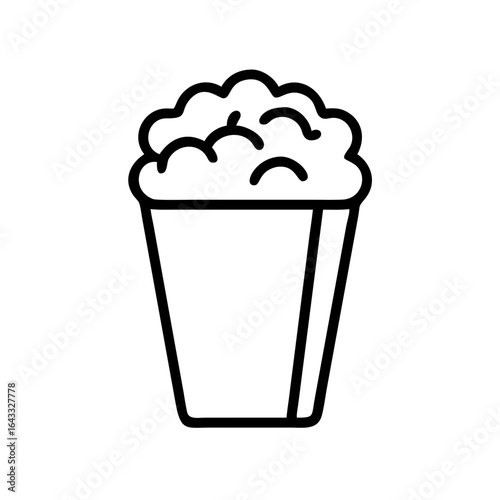 Black and White Outline Fast Food and Street Food Icons — Burger, Hot Dog, Pizza Slice, Whole Pizza, Taco, Sandwich, French Fries, Fried Chicken Drumstick, Sushi Roll, Noodles in Takeout Box, Kebab Sk