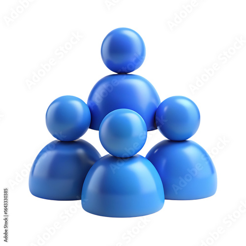 A team of five blue stylized people icons arranged hierarchically.
