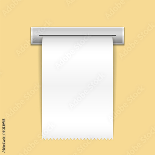 Printed sale receipt, shopping paper prints,  bill atm check vector mockup. Blank check vector template