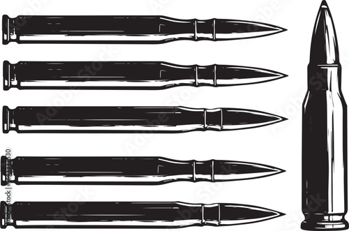 set of bullets silhouettes vector design in black color