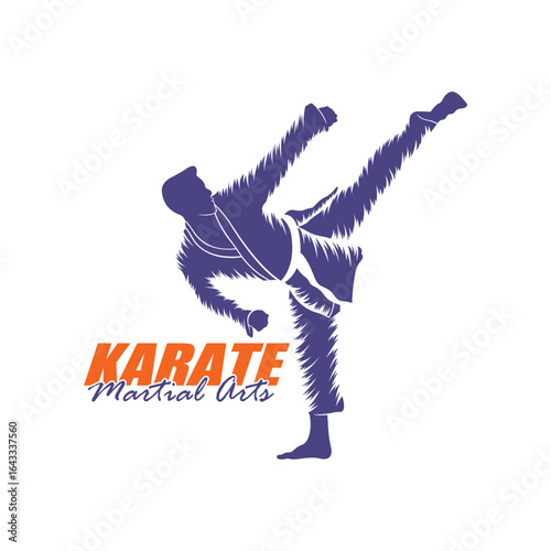 Karate logo design vector. Silhouette Karate Fighter Template Illustration