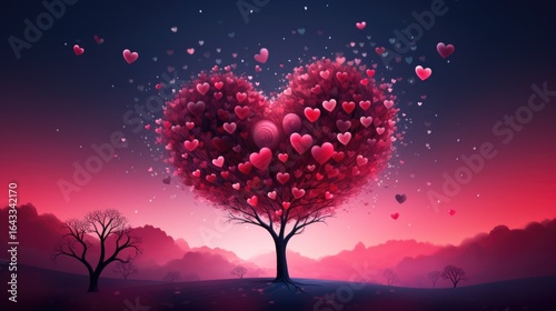 Background with red hearts, greeting valentine