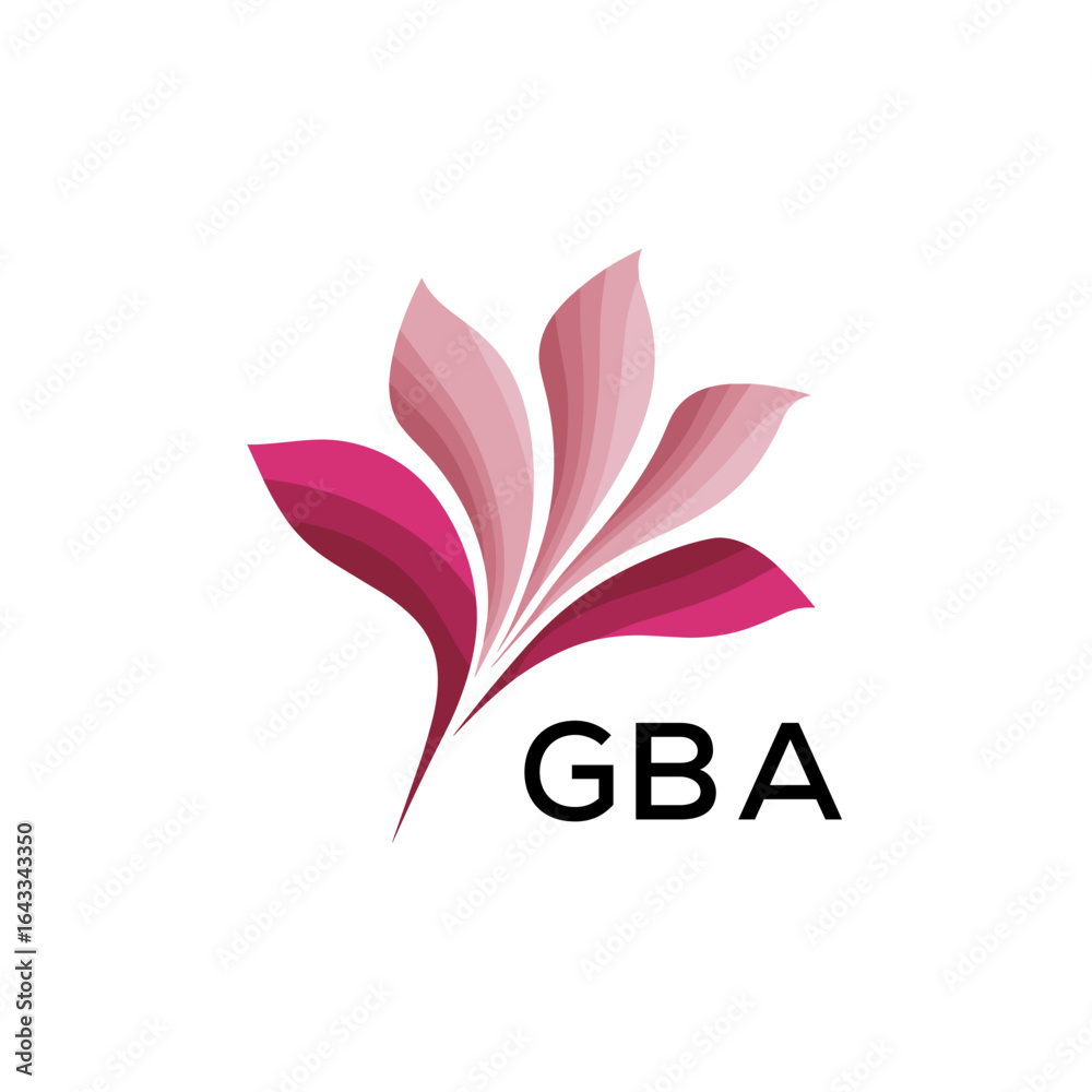 Obraz premium GBA Modern Floral Abstract Logo Design, GBA Later Logo, Creative Botanical Brand Identity 