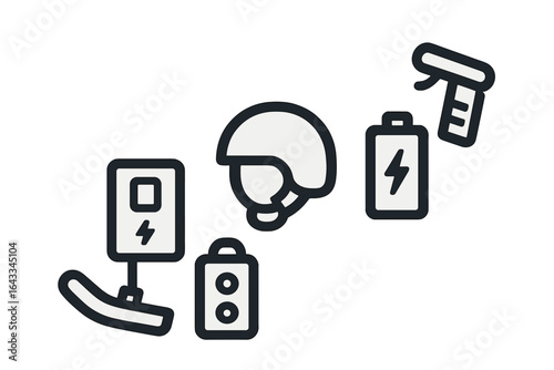 Equipment used for extreme sports in a modern setup showcasing safety gear and tools for performance enhancement