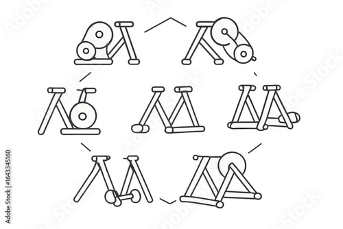 Different variations of exercise bikes for home workouts demonstrated in a clear diagram