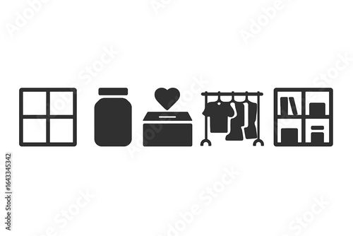 Stylish and modern symbols representing home organization and donation