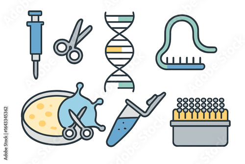 Laboratory tools and equipment used for scientific research and biological analysis in a modern lab environment