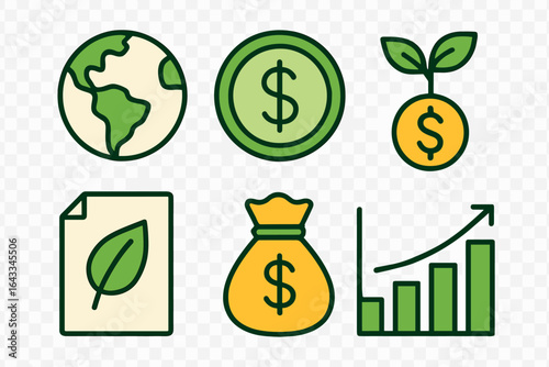 Financial growth and sustainability symbols representing global economy and investment themes for modern business strategies