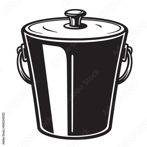 Elegant black and white illustrated ice bucket vector graphic for festive occasions