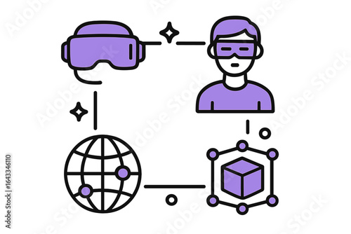 Visual representation of virtual reality technology connecting users with digital environments