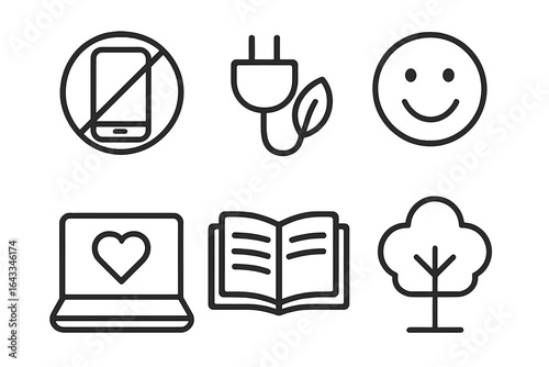 Technology disconnect fosters mindfulness and happiness in a peaceful environment with nature's presence