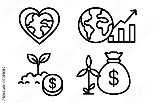 Symbols of sustainability highlighting growth, investment, and environmental care in modern society