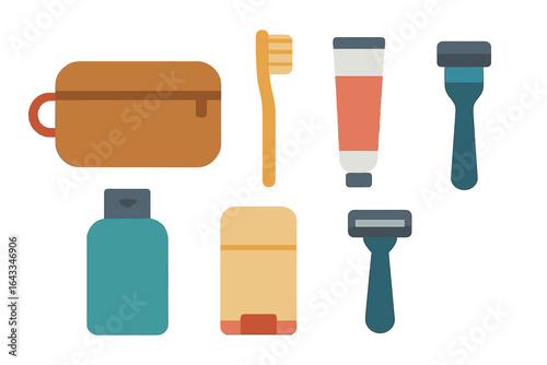 Essentials for a daily grooming routine displayed with various toiletries and personal care items on a clean background