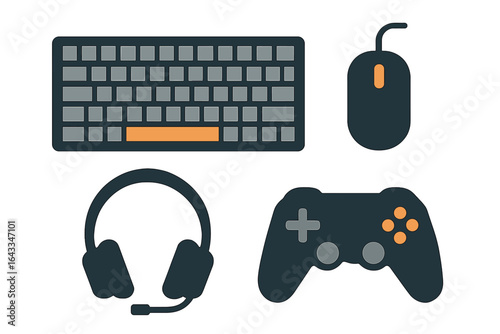 Collection of gaming accessories displayed on a simple background highlighting functionality and design aspects