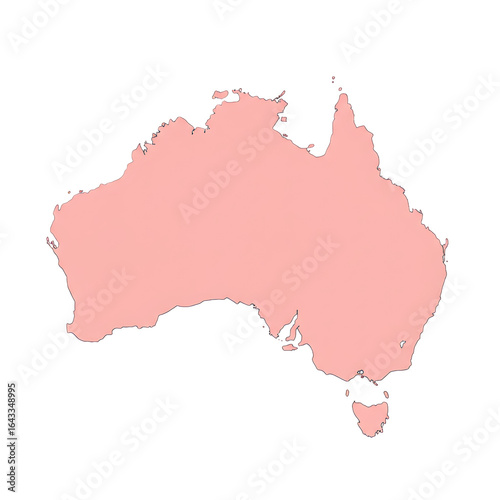 Australia pink flat map with simplified borders and layout