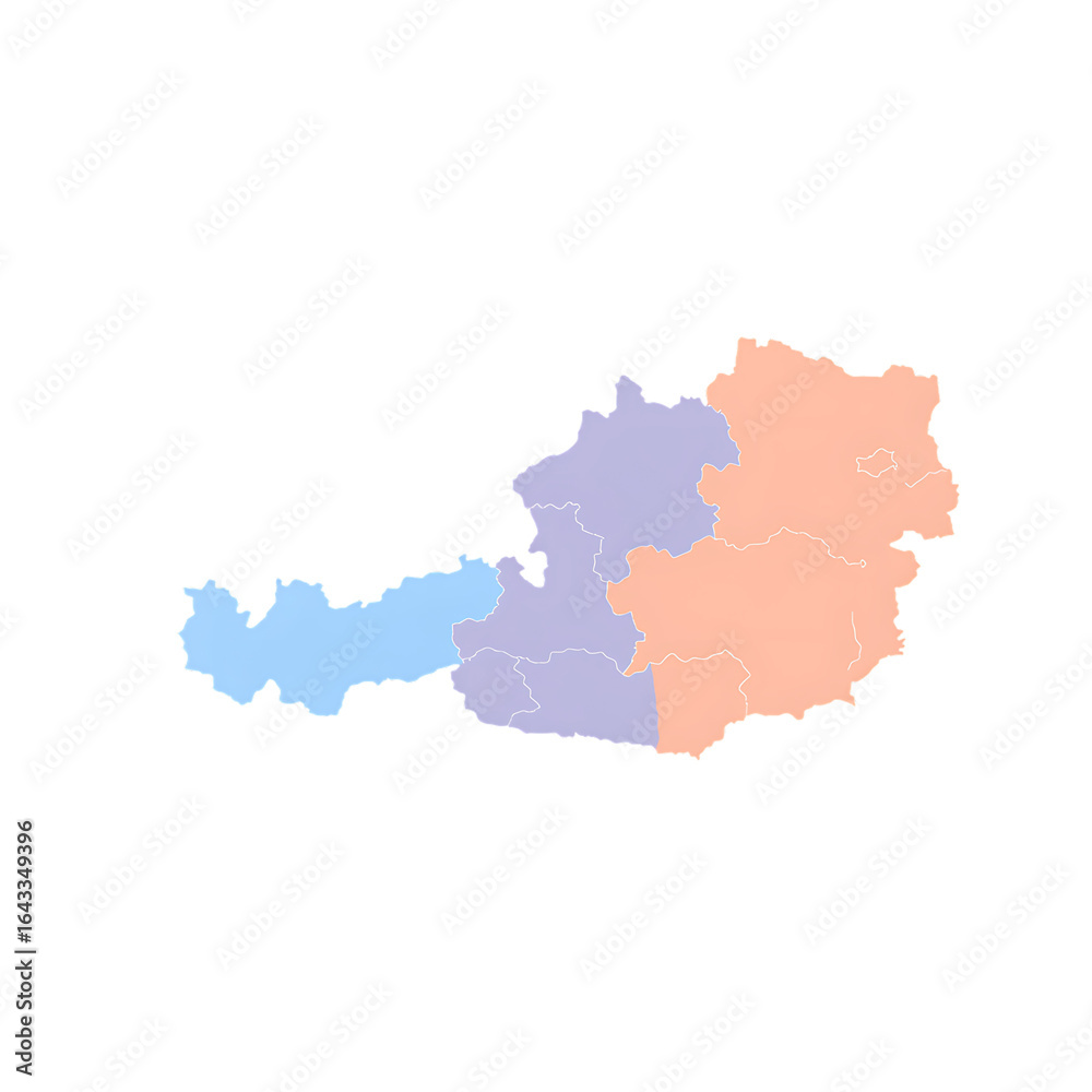Fototapeta premium Austria vector map with clear political boundaries in pastel palette