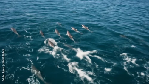 Wallpaper Mural A pod of dolphins swimming gracefully in the ocean Torontodigital.ca