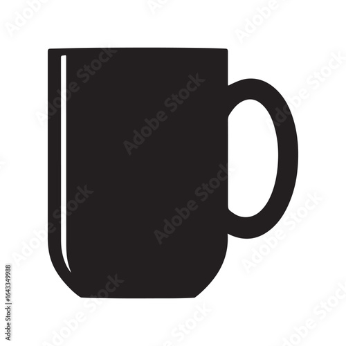 Black Mug Icon Isolated on White Background
