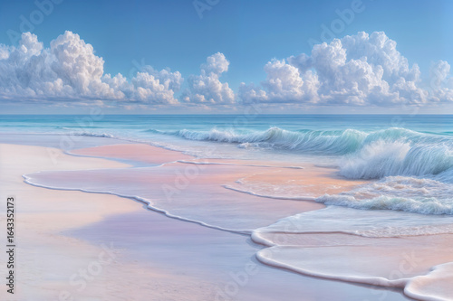 Plage de sable rose vide et infinie
