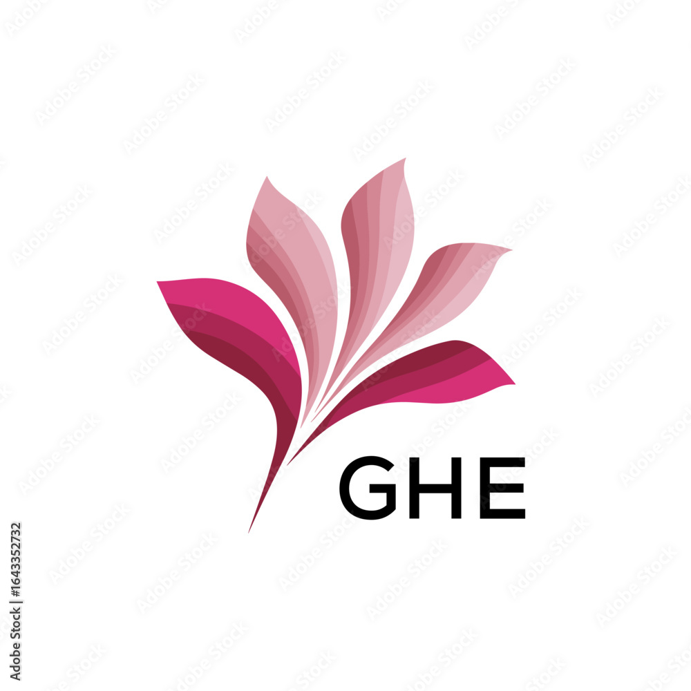 Obraz premium GHE Modern Floral Abstract Logo Design, GHE Later Logo, Creative Botanical Brand Identity 