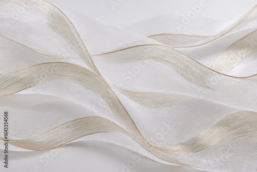 Abstract White Fabric With Gold Design