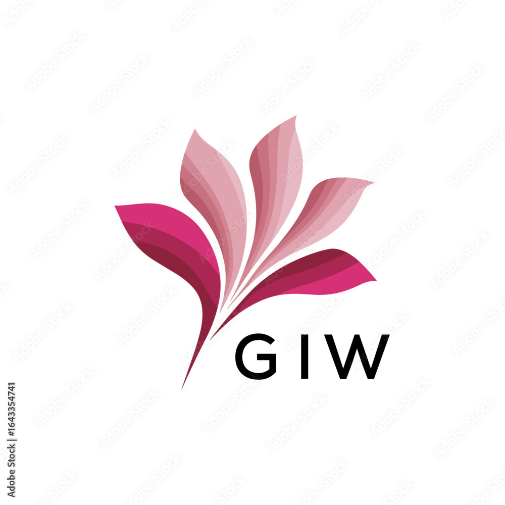 Obraz premium GIW Modern Floral Abstract Logo Design, GIW Later Logo, Creative Botanical Brand Identity 