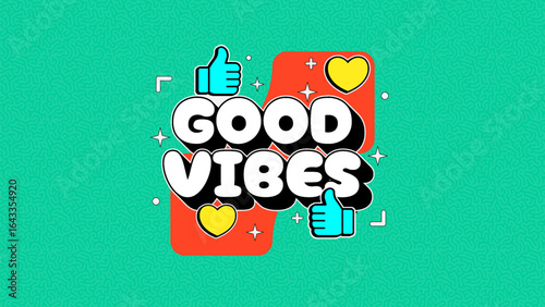 Good Vibes - Positive Pop Art Sticker with Emoji and Social Media Reaction Icons