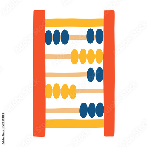 Colorful abacus illustration in playful design on white background  