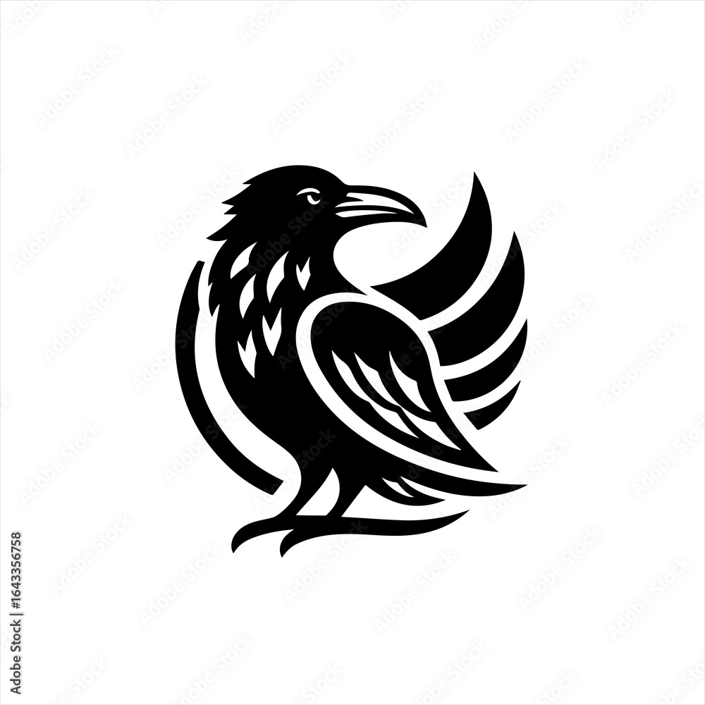 Obraz premium Stylized black raven bird logo design