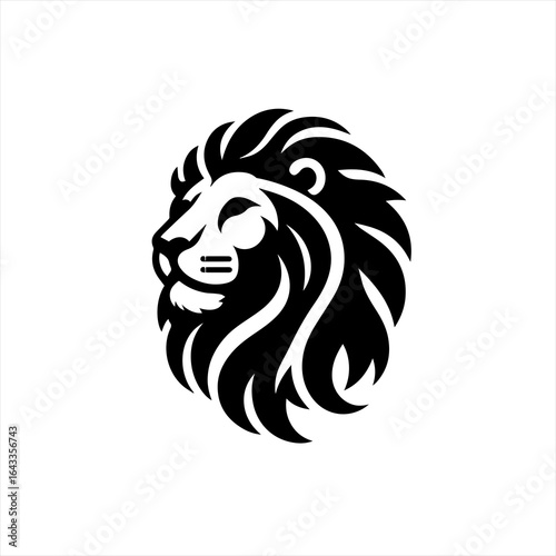 Wallpaper Mural Stylized black lion head silhouette on white background Torontodigital.ca