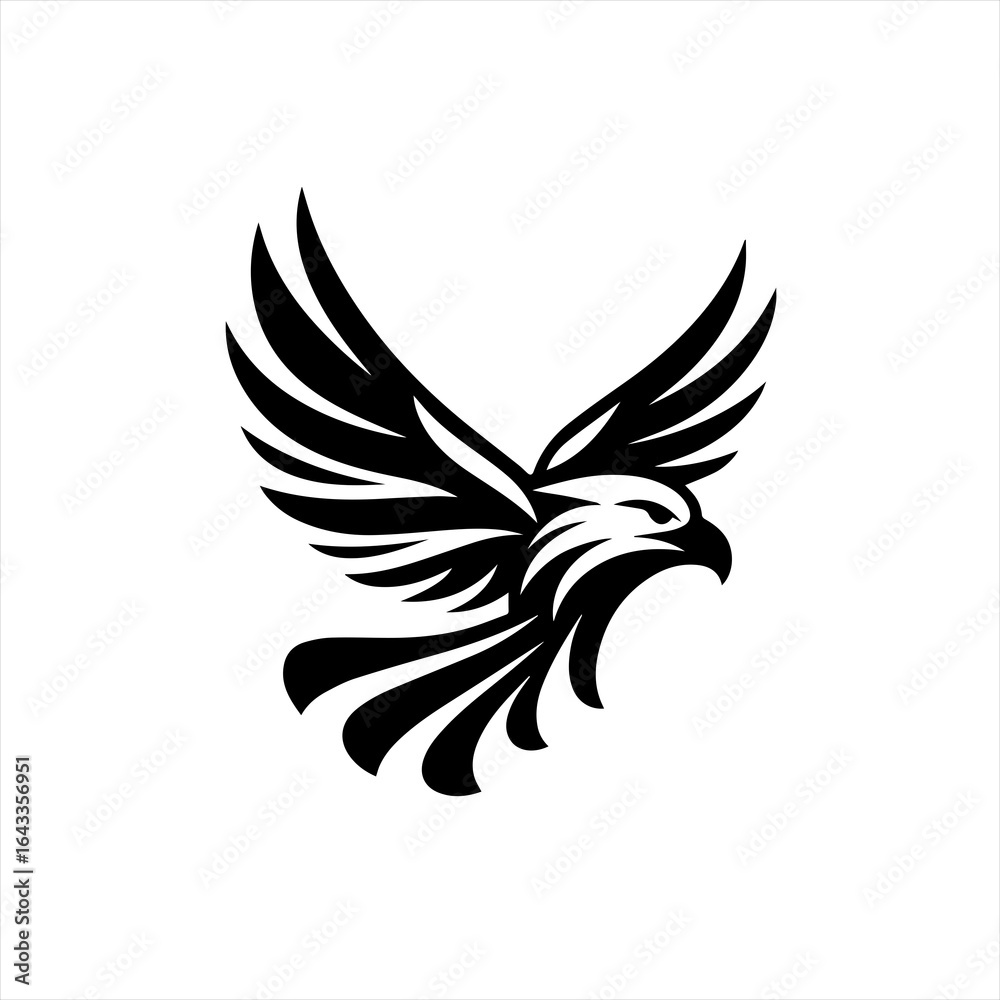 Fototapeta premium Stylized black eagle logo design with wings spread