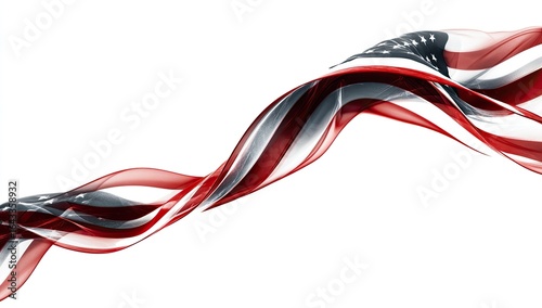 Abstract American flag flowing, dynamic swirls