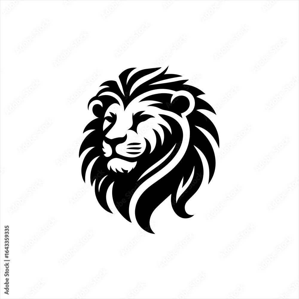 Fototapeta premium Stylized black and white lion head logo design