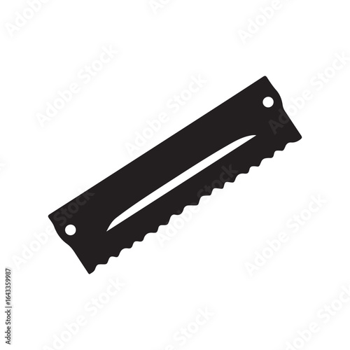 Black Silhouette of a Hacksaw on a White Background