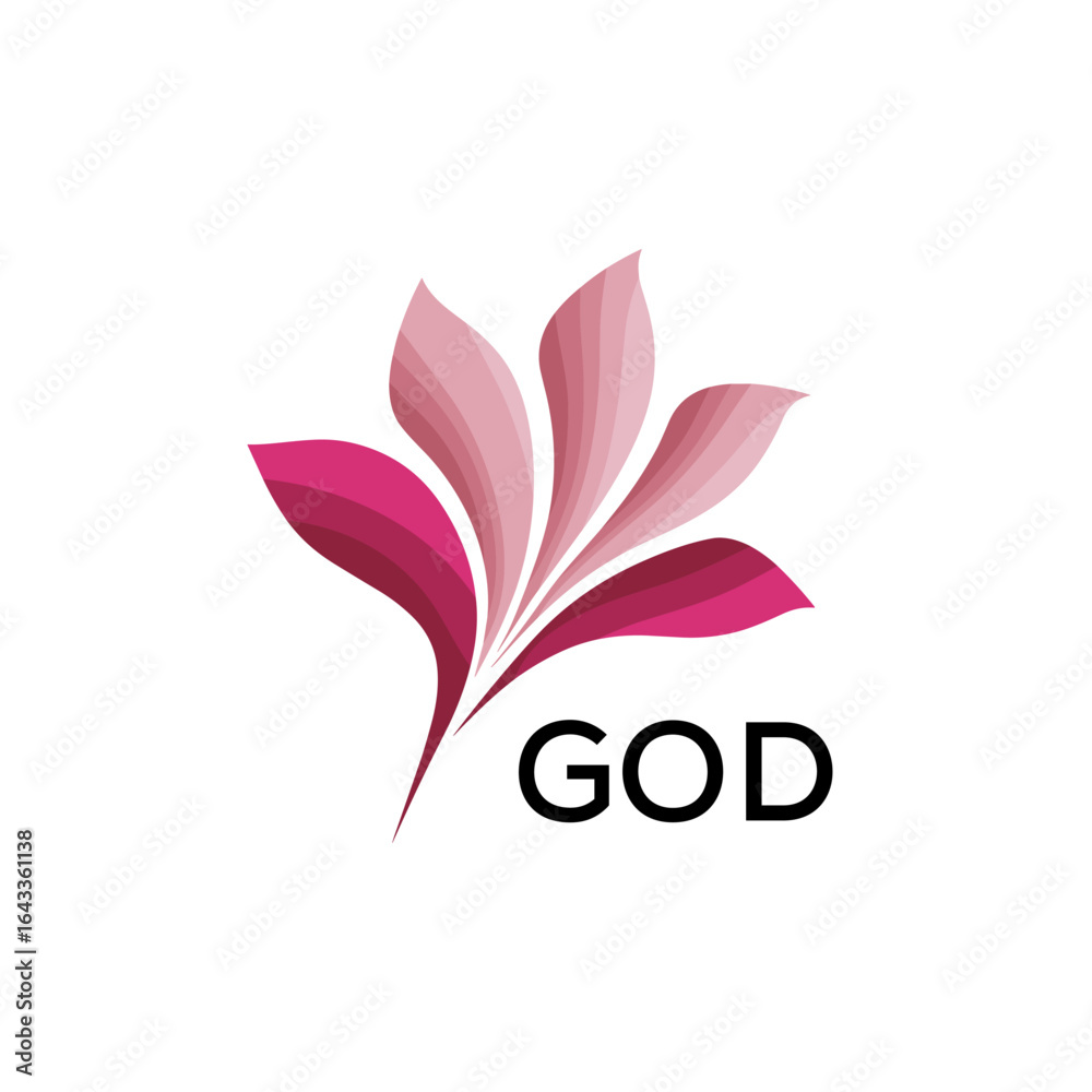 Obraz premium GOD Modern Floral Abstract Logo Design, GOD Later Logo, Creative Botanical Brand Identity 