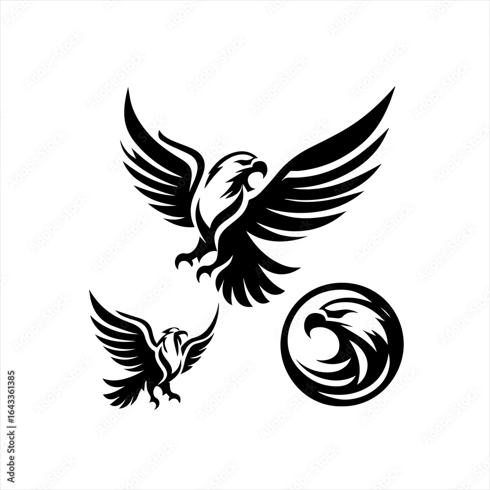 Obraz premium Tribal eagle designs set black and white