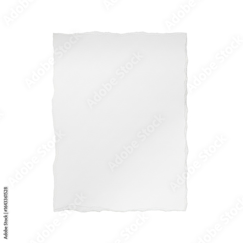 Wallpaper Mural Single crisp blank white paper with visibly torn rough edges, isolated on a pristine transparent background with a soft shadow, ultra-realistic UHD photograph, clean slate concept Torontodigital.ca