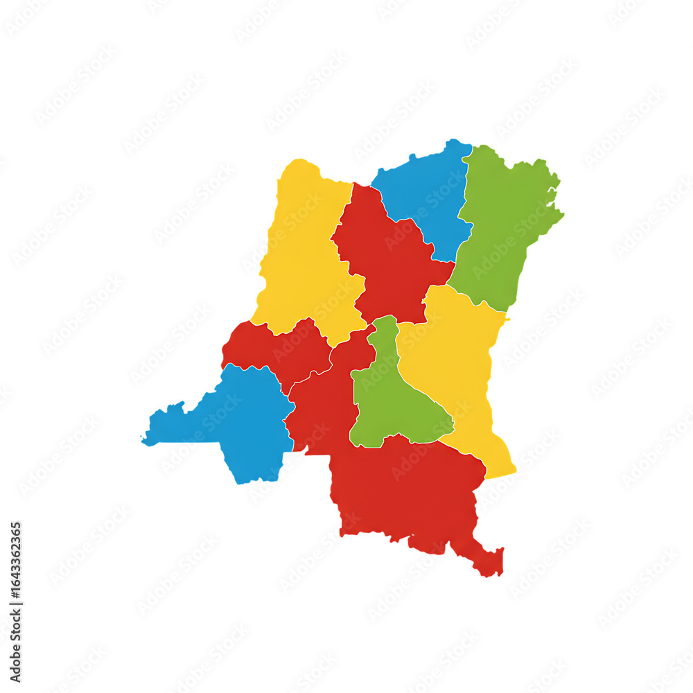Obraz premium Multicolor administrative map of DR Congo