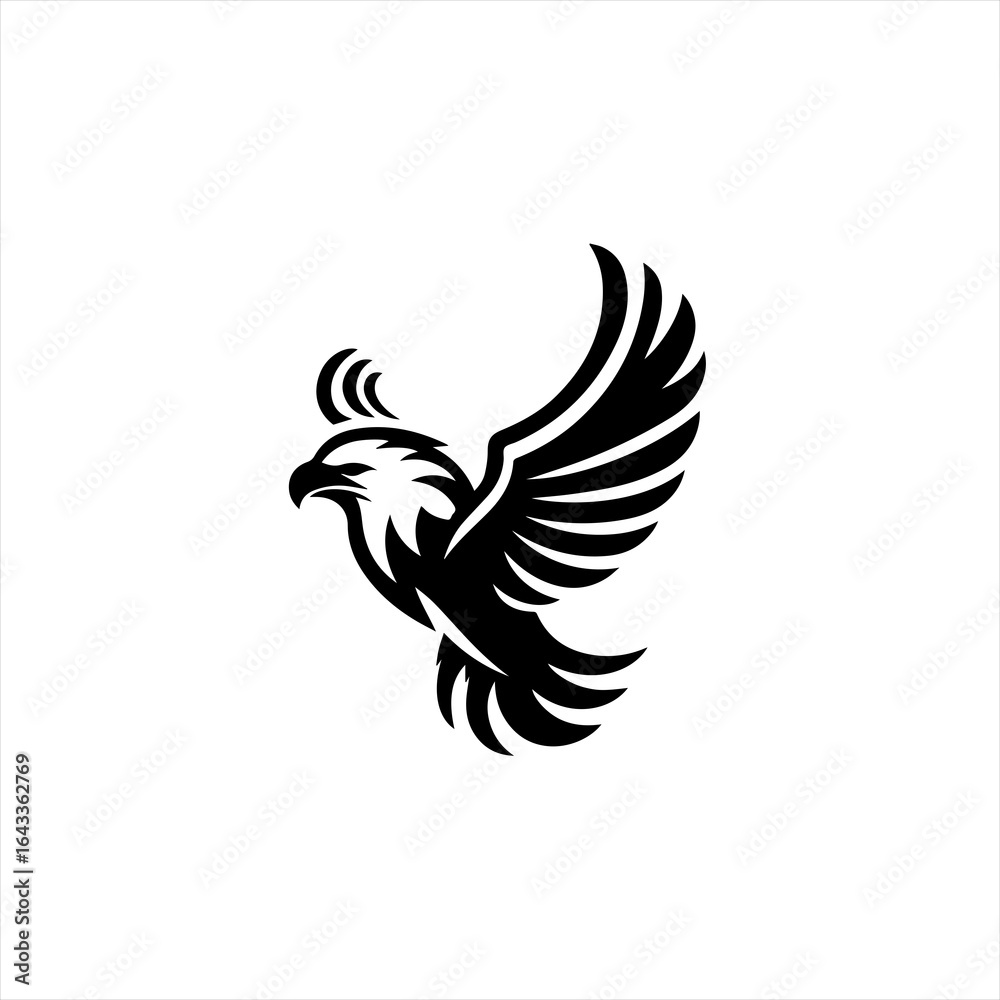 Obraz premium Stylized black eagle logo design in flight