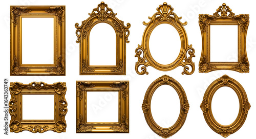 Set of ornate gold picture frames
