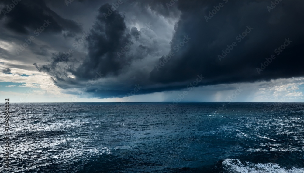 Fototapeta premium black storm clouds gathering over a vast ocean creating a powerful and dramatic scene