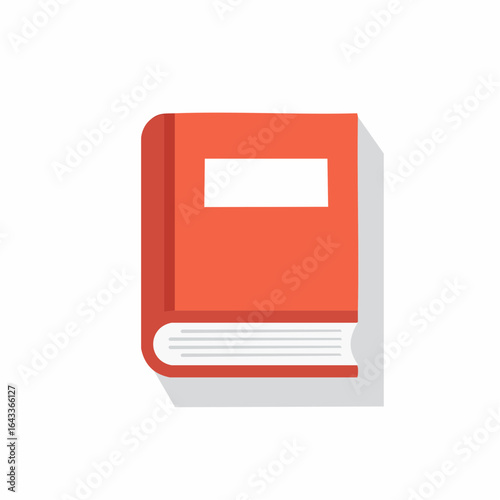 Closed Hardcover Book with Blank Label for Text and Shadow