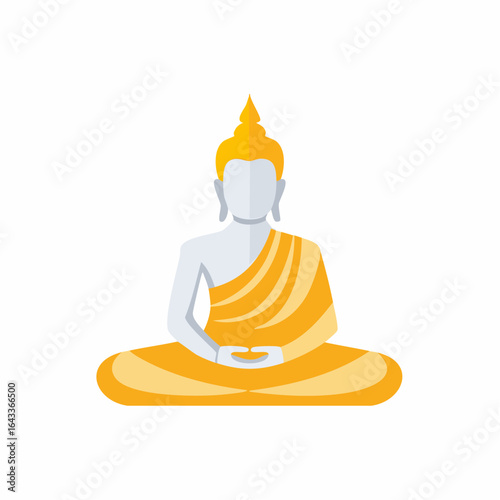 Buddha meditating, religion icon design, spirituality and enlightenment concept illustration