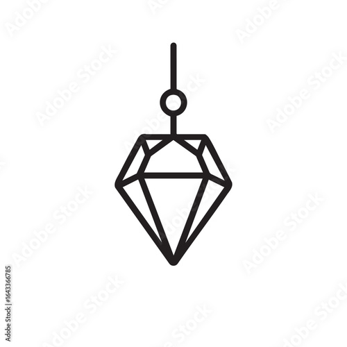 A line icon of a geometric crystal pendant.