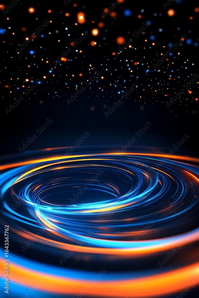 Obraz premium Vibrant Spiral Light Trails with Starry Background
