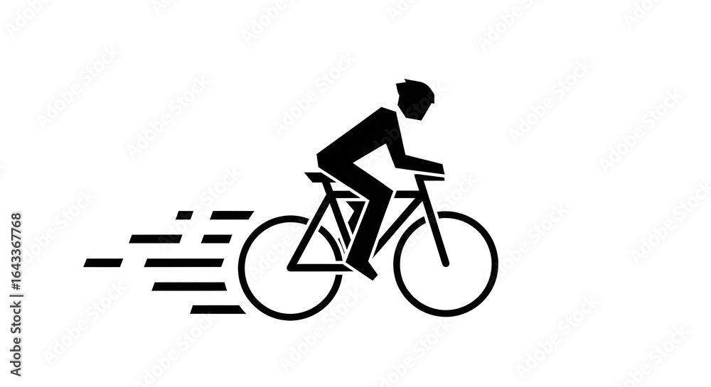 Obraz premium Fast-Paced Cyclist Silhouette with Motion Lines for Sports and Fitness Campaigns