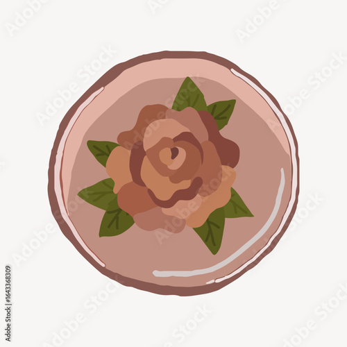 Pink circle & rose collage element vector
