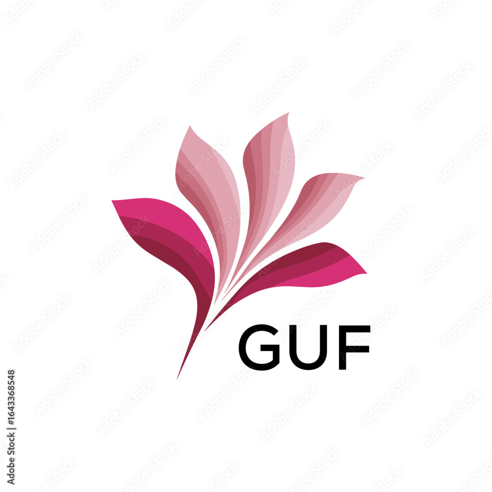Obraz premium GUF Modern Floral Abstract Logo Design, GUF Later Logo, Minimalist Nature Inspired Logo 